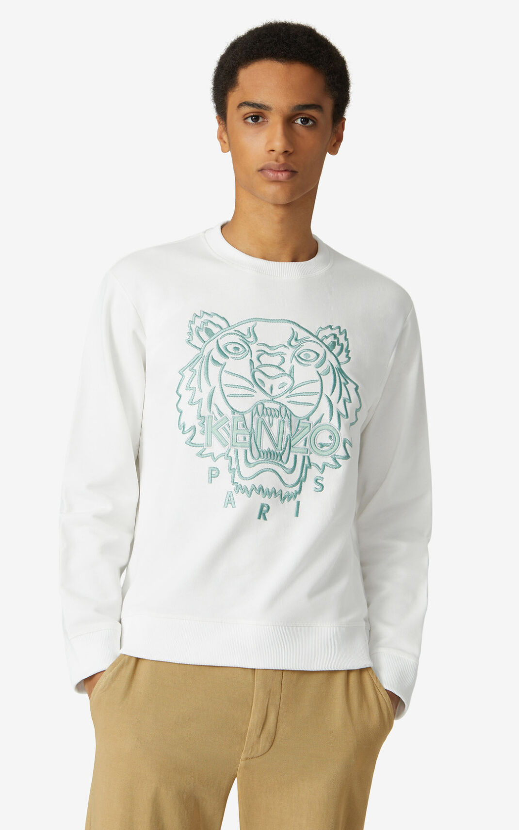 Sweat Kenzo Tiger Homme Blanche | CWFK-89426